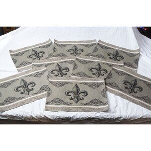 DII Design Imports Fleur de Lis Jacquard Placemat Set of 8, EUC, RARE & HTF